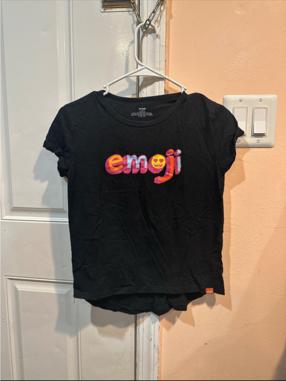 Emoji Black Graphic Tee with Colorful Logo